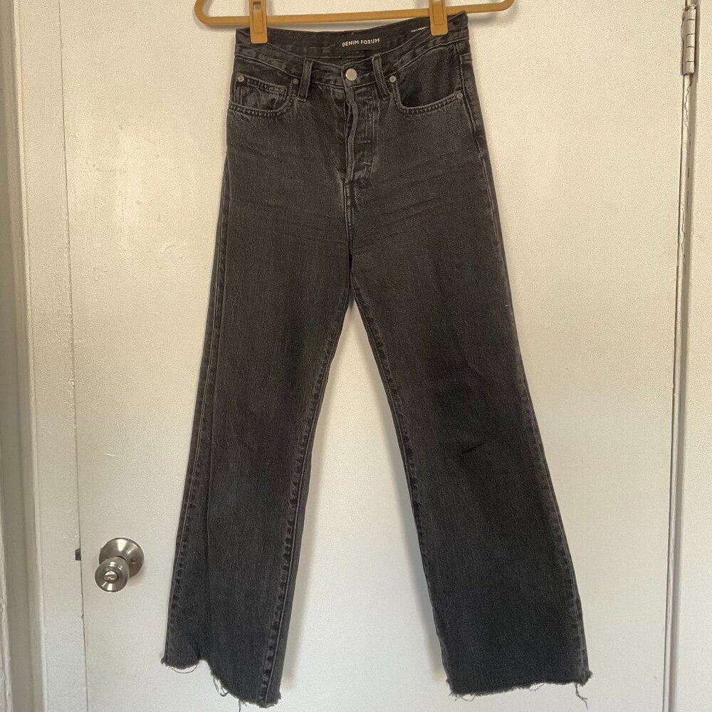 Artizia Denim Forum The Farrah High-Rise Wide Leg Jean, Black Eyeliner (Size 24)